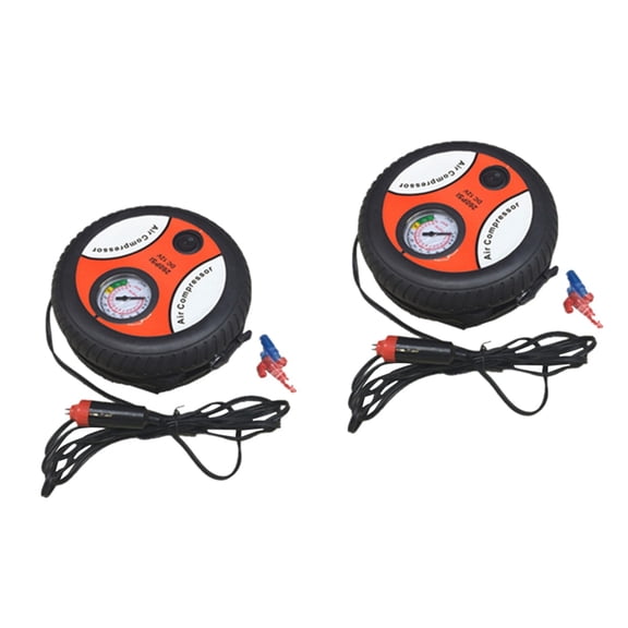 Hemoton 2pcs 260PSI DC 12V Air Compressor Pump Portable Tire Inflator for Car