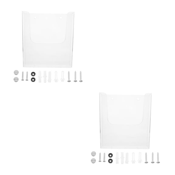 Hemoton 2pcs Acrylic Book Holder Wall Mount Clear Pamphlet Holder For Office Home Or School Literature And Brochure Display Rack Wall Mounted Organizer For Magazines Flyers And Documents