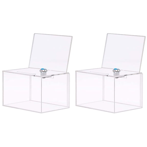 Hemoton 2-Pack Clear Acrylic Donation Boxes Transparent Suggestion and Ballot Boxes for Fundraising and Charity Events