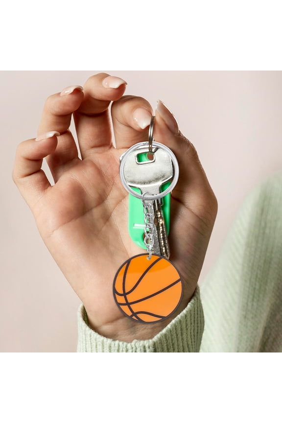 2Pcs Brown Sports Keychains Basketball Style Minimalist Decoration Charm