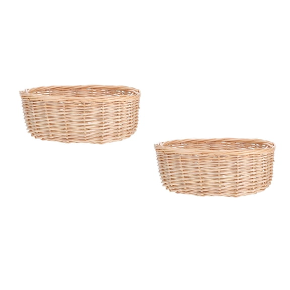 UPGRATOR Woven Fruit Basket Rustic Charm 2Pack 11.8x7.9x3.5in Food Organizer Picnics