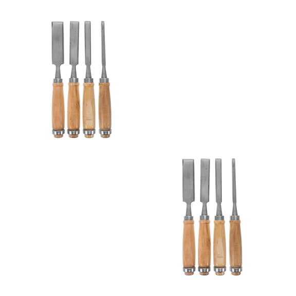 Hemoton 6-Piece Wood Carving Chisel Set with Wood Handles, Includes 2 Carving and 4 Flat Tip Chisels for Woodcraft, Sculpting, Engraving