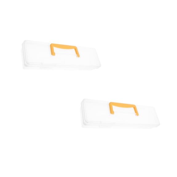 Hemoton 2pcs Clear Plastic Organizer Box with Handle Clear Utility Storage Solution for Paint Brushes Rulers Screws Home Office Storage Organizer Box