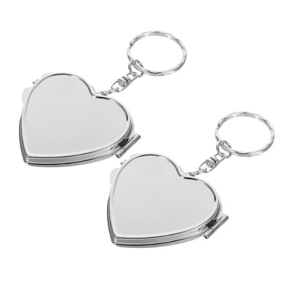 Hemoton 2pcs Cute Heart Shaped Compact Mirror For Women Travel Mirror Small Pocket Mirror Portable Folding Makeup Mirror Cosmetics Mirror Keychain