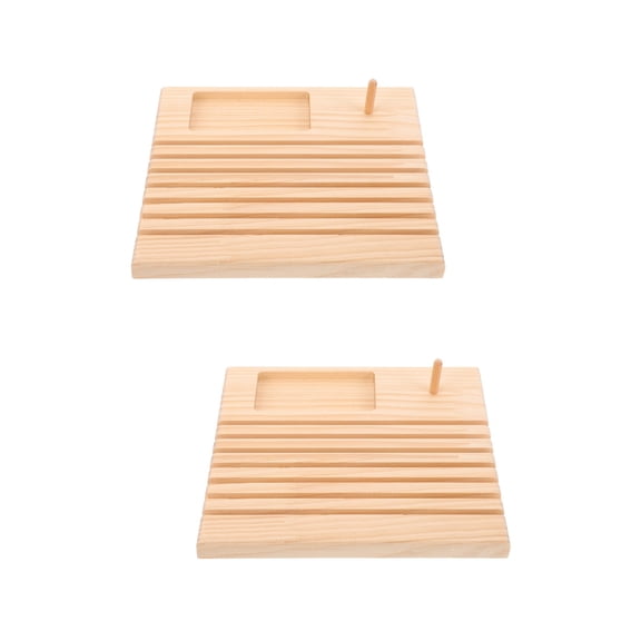 Hemoton 2-Pack Wooden Spool Stand with Ruler and Embroidered Wool Holder for Sewing, Craft Supplies, and Organization