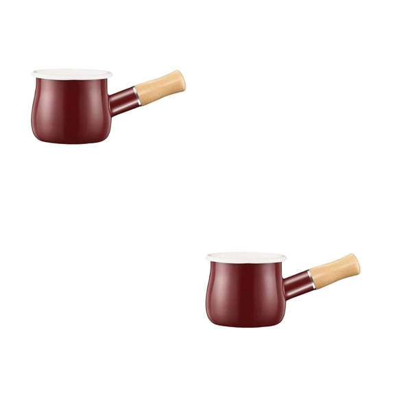 HEMOTON HOMEMAXS 2pcs Enamel Pitcher with Handle and Spout for Coffee Milk and Cream Solid Color and Printed Enamel Pitcher