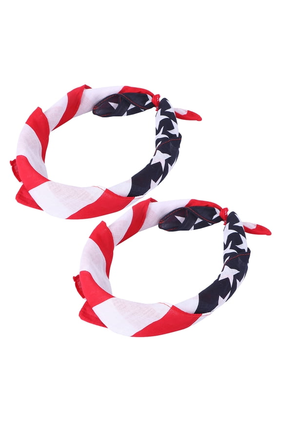 2pcs Flag Print Small Scarf Diy Headband Neck Scarf Hair Band Fashionable Square Neck Scarf For Comfort Square Headband For Outdoor Activities And Travel