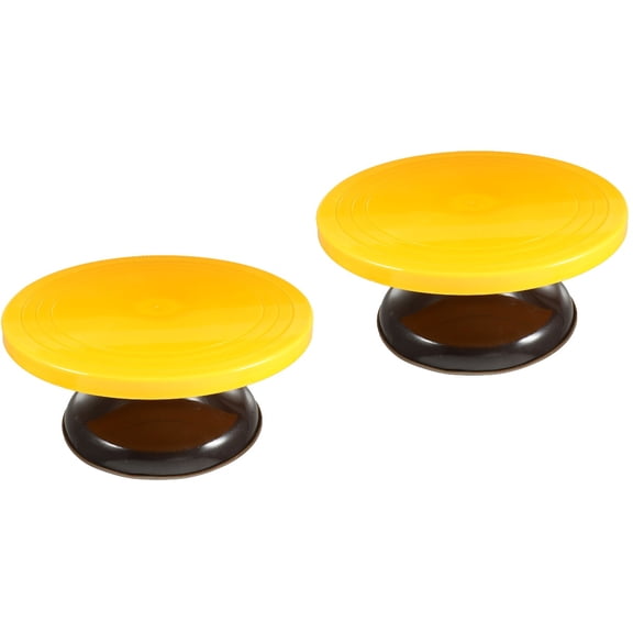 Hemoton 2pcs Manual Revolving Cake Stand Cake Decorating Turntable Rotating Cake Stand