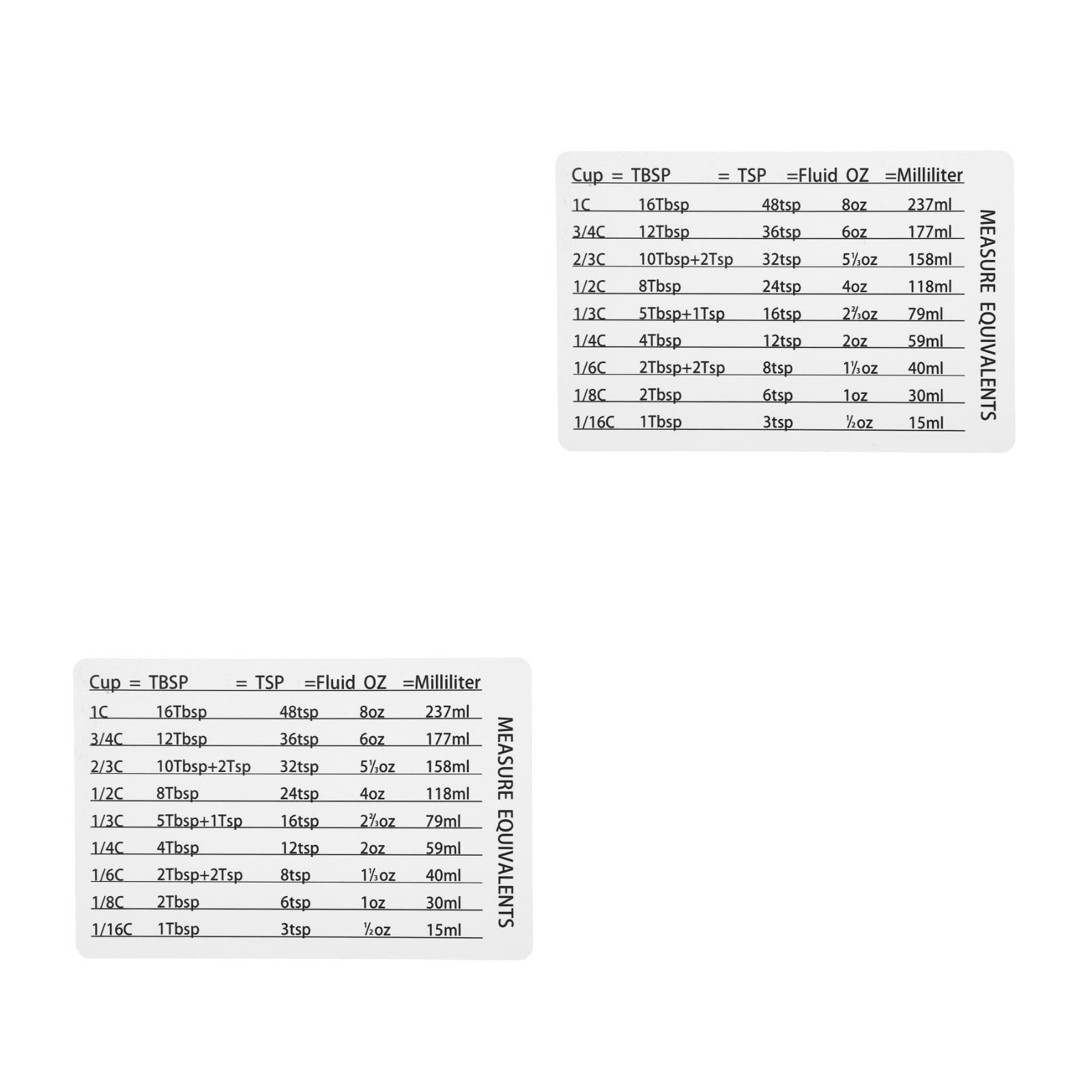 Hemoton 2pcs Measure Equivalents Conversion Chart Kitchen Conversion