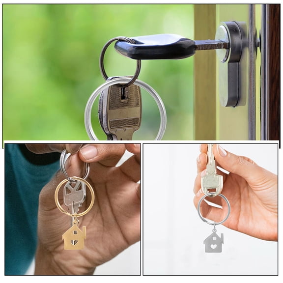 YOSADIER 2Pcs Versatile Stainless Steel Keychain Pendant for House Keys and Bag Decoration