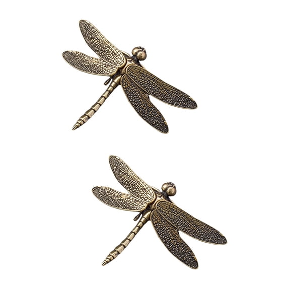 Hemoton 2pcs Mini Brass Dragonfly Statue Brass Animal Statue Miniature Dragonfly Brass Craft