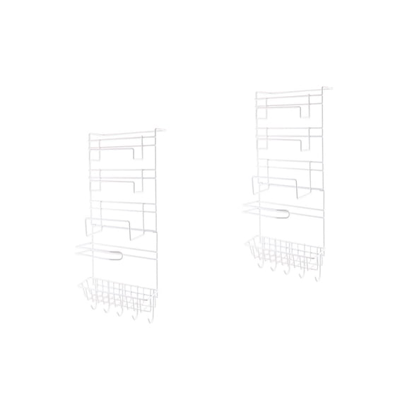 Hemoton 2pcs Multifuncational Refrigerator Storage Rack Punch Free Storage Rack Refrigerator Side Wall Storage Shelf (with 3 Sticky Hooks)