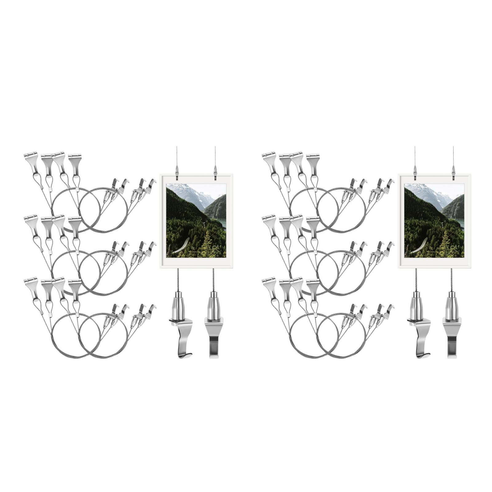 Hemoton 2pcs Picture Hanging Kit With Wire - 8-Piece Adjustable Picture Rail Hooks And Wires - Heavy Duty Hanging System For Gallery Exhibitions