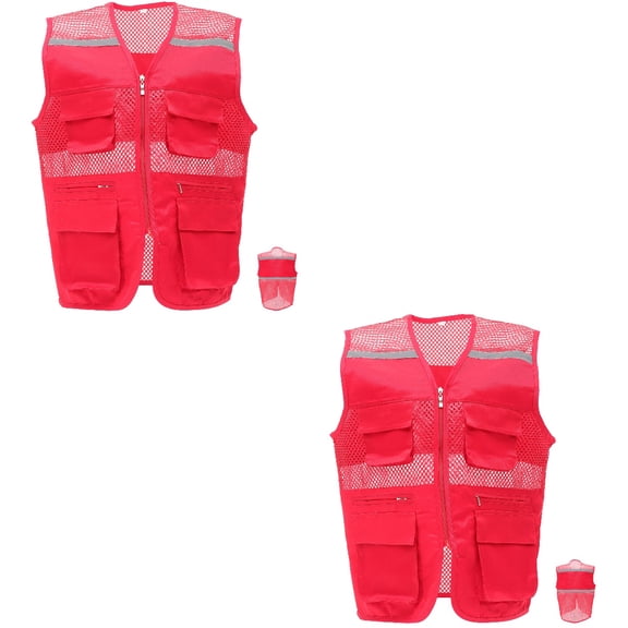 Hemoton 2pcs Portable Reflective Vest Breathable Safety Vest Pocket Design Safety Vest Outdoor Volunteer Vest