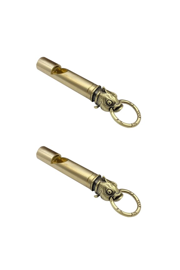 2pcs Portable Whistle Keychain Copper Hiking Whistle Copper Craft Decorative Travel Whistle