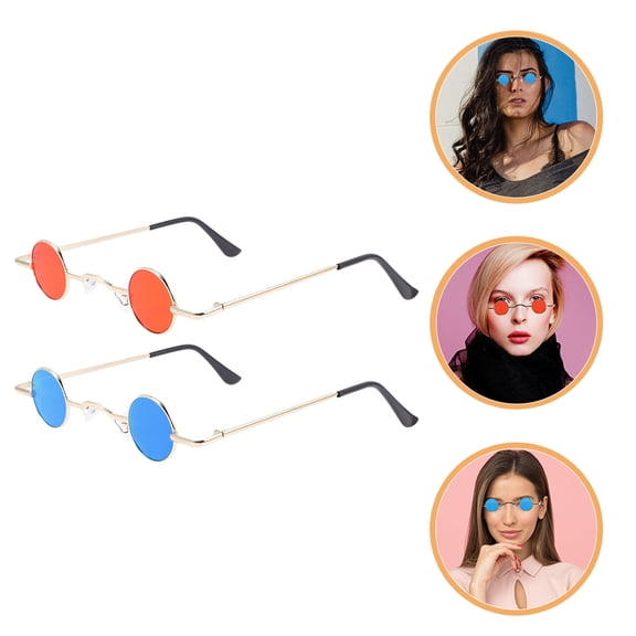 Hemoton 2pcs Punk Sunglasses Men and Women Vintage Steampunk Round Glasses Lightweight Metal Frame Cool Gothic Circle Eyeglasses for Daily Wear and Parties