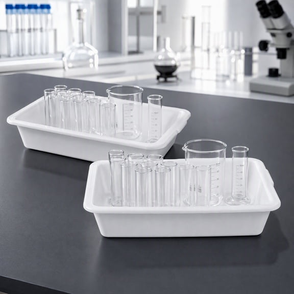 Hemoton 2pcs Rectangular Plastic Tray Laboratory Tray Plastic Lab Tray Lab Storage Container Tool Organizer Chemical Reagent Tray