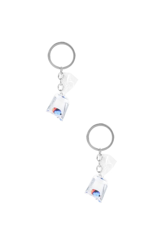 2pcs Resin Water Bag Pendant Key Chain Lovely Simulation Tropical Fish Key Holder