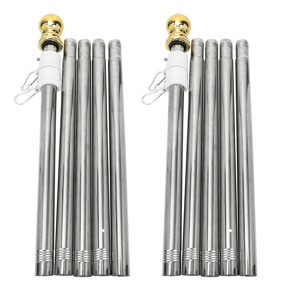 Hemoton 2pcs  Reusable Garden Flag Rod Stainless Steel Flag Holder Rotating Flagpole for Outdoor