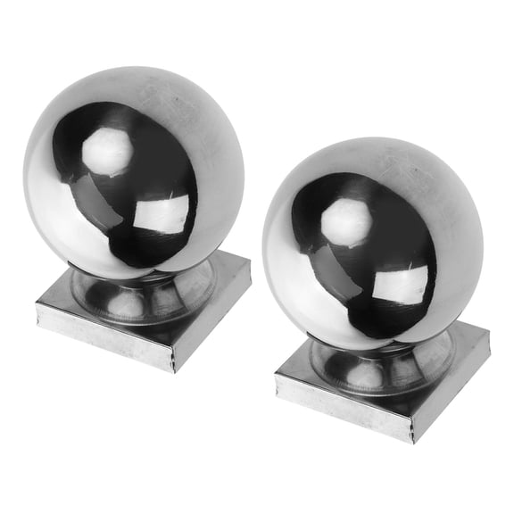 HEMOTON 2pcs Stainless Steel Round Handrail Balls for Stairs Metal Fence Post Caps Large Size Deck Rail Replacement