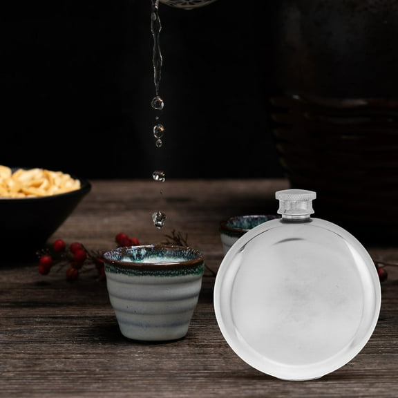 Hemoton 2pcs Round Stainless Steel Flask with Funnel Portable Alcohol Flask for Men Outdoor Wine Bottle Hip Flask for Travel Camping Drinking Flasks for Liquor Beverage Jar