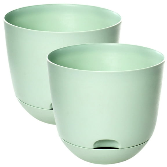 HEMOTON 2pcs Self Watering Flower Pots Indoor Outdoor Planters with Drainage Hole