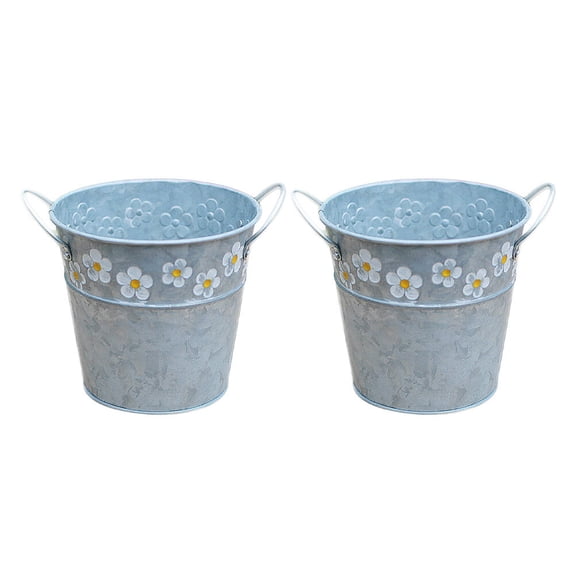 Hemoton 2pcs Small Daisy Design Bucket Retro House Flower Container Home Flower Vase