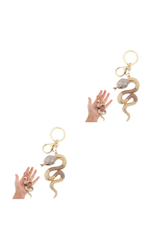 2pcs Snake Keychain Snake Pendant Keychain Snake Charm Chinese Snake Year Key Chain Rhinestone Purse Charm Year Of The Snake Decor
