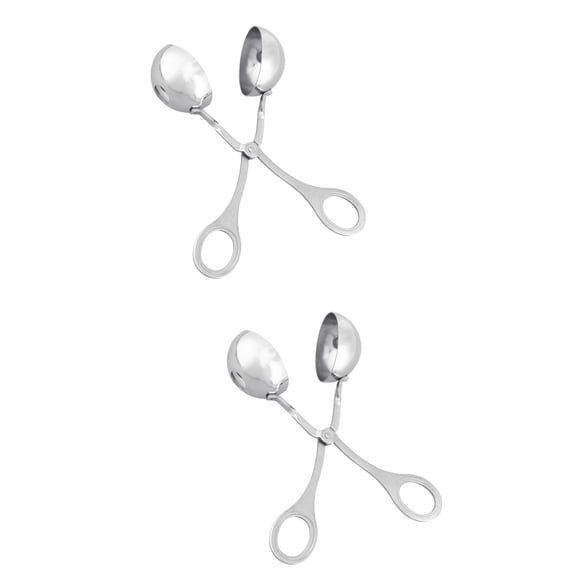 Hemoton 2pcs Stainless Steel Meatball Maker Convenient Stuffed Meatball DIY Clip Meat Rice Ball Maker Mold Kitchen Gadget (Small)