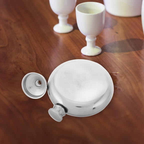 Hemoton 2pcs Stainless Steel Round Flask with Funnel Portable Alcohol Flask for Men Outdoor Wine Bottle Hip Flask for Travel Camping Drinking Flasks for Liquor Beverage Jar