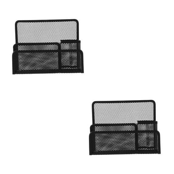 Hemoton 2pcs Stylish Iron Mesh Desktop Organizer File Holder Upright File Organizer Desk Organizer File Sorter Desktop Letter Magazine Brochure Storage Rack
