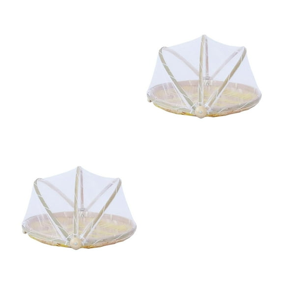 Hemoton 2pcs Tent Basket Serving Plate: Wicker Fruit Basket Cover Weaved Tray Organizer Outdoor Picnic Cover Keep Clean for Outdoors Parties Picnics