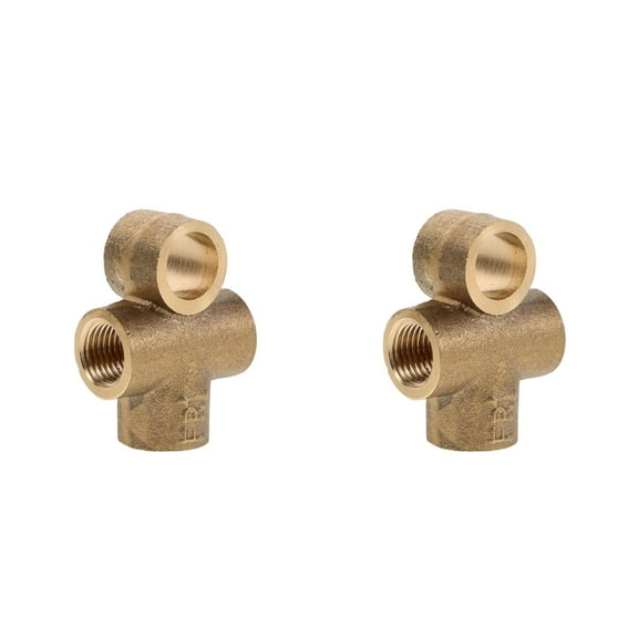 Hemoton 2pcs Thread Brass Tee Connector Line Engine Fittings Boat Gas Tank Hose T-Connector For Automotive Marine And Industrial Outboard Connections