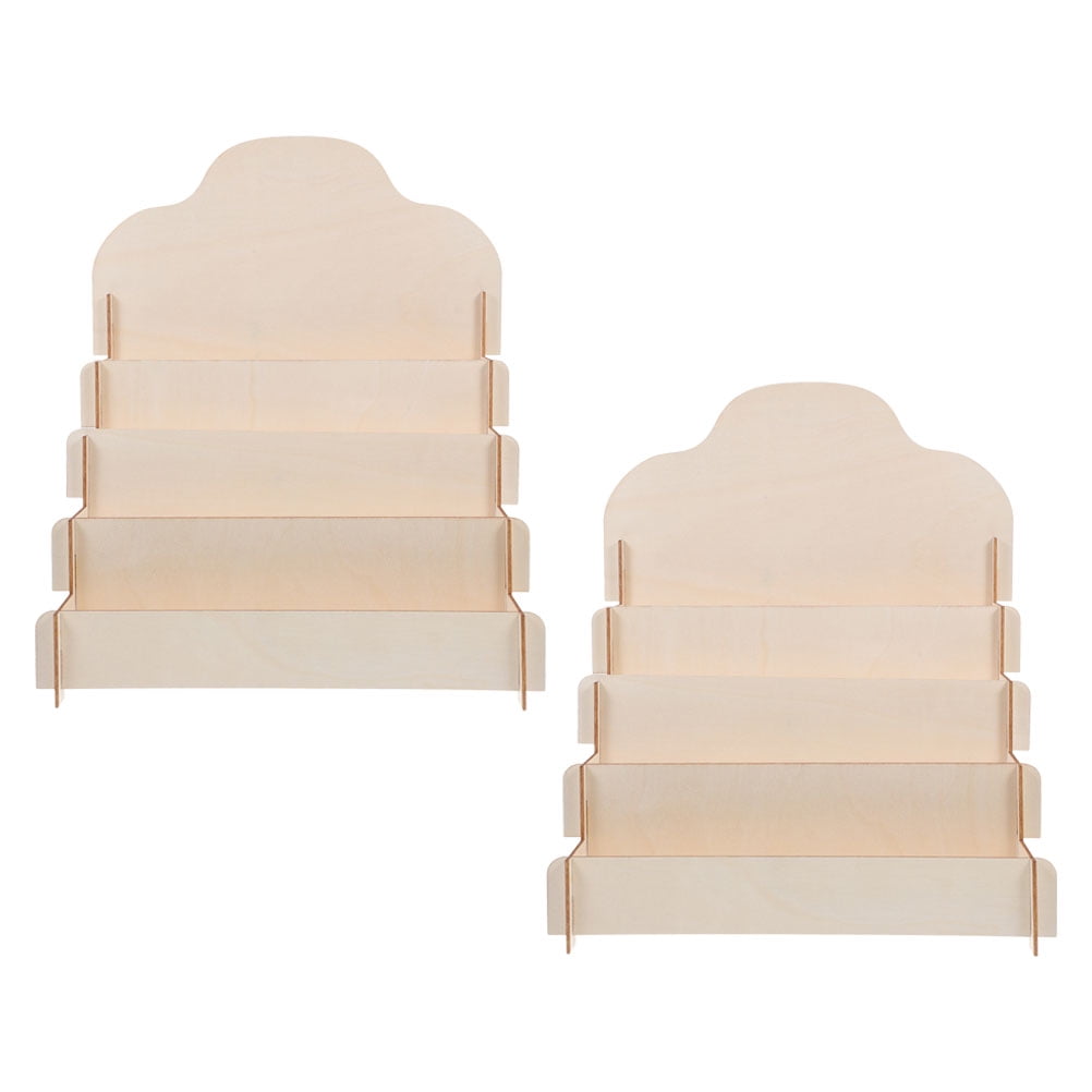 Hemoton 2pcs Tiered Greeting Card Display Stand Wood Organizer Racks ...