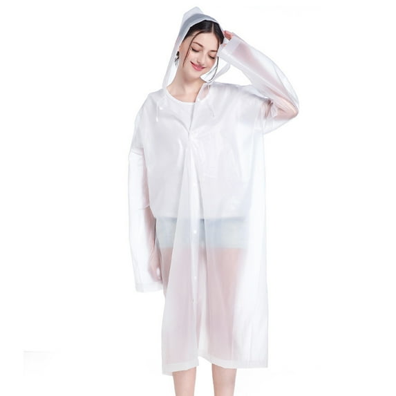 EXHUMKY 2Pcs Portable Transparent Rain Ponchos for Adults with Hood Waterproof Eva for Hiking Camping