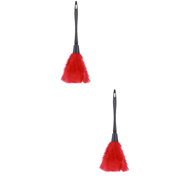Hemoton 2pcs Turkey Duster Durable Handle for Ceiling Fans Blinds Furniture Shutters (Red)