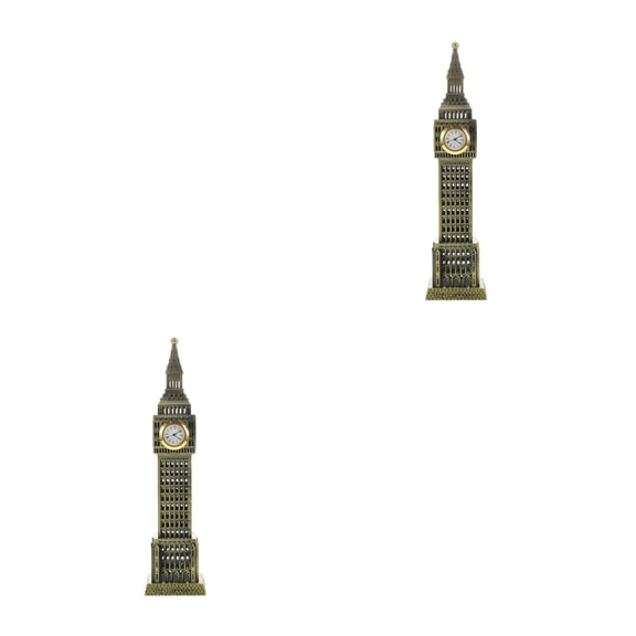 Hemoton 2pcs Vintage Big Ben Model Exquisite Decor Office Bedroom Big Ben Statue Living Room Ornament Vintage Big Ben Model Big Ben Statue Big Ben Figurine