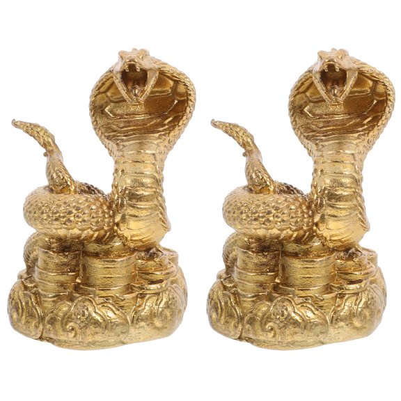 Hemoton 2pcs Vintage Brass Snake Craft Decoration Desktop Snake Ornament Decorative Snake Artifact Collection