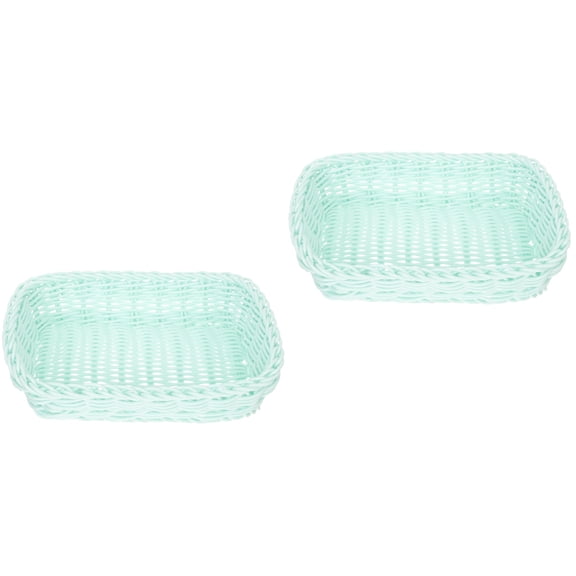 Hemoton 2pcs Wicker Woven Storage Basket Desktop Storage Basket Woven Basket Home Supplies