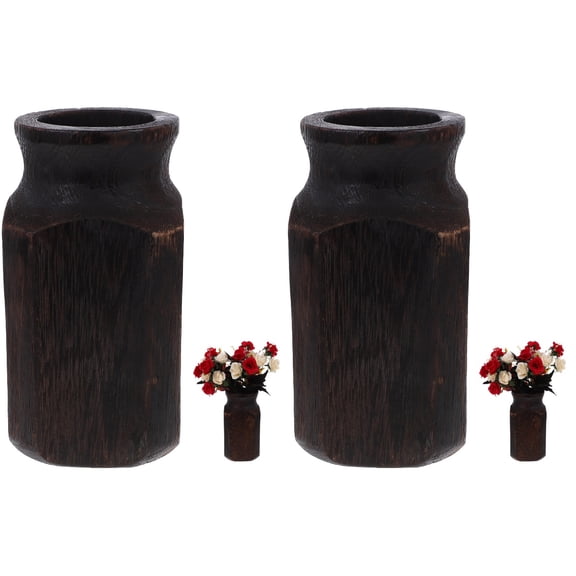 Hemoton 2pcs Wooden Flower Vase Flower Arrangement Pot Dinning Table Vase Dried Flower Vase