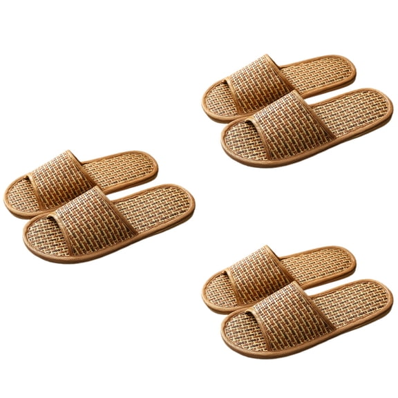 Hemoton 3 Pairs  Nordic Slippers Rattan Grass Woven Slippers Home Indoor Slippers for Men Women
