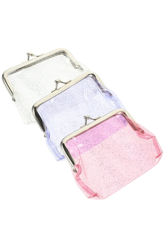 Clear PVC Wallet with Clasp Design for Women Office Use, 3 Pieces Set, Compact and