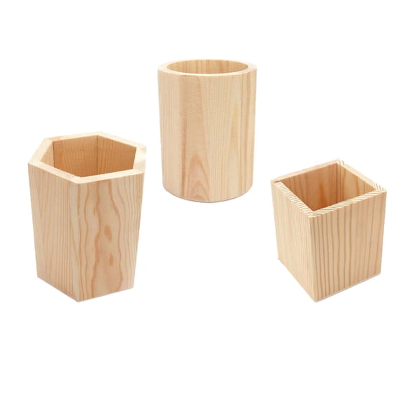 Hemoton 3 Pcs Pen Holders Cute Unfinished Solid Color Container Fine Appearance