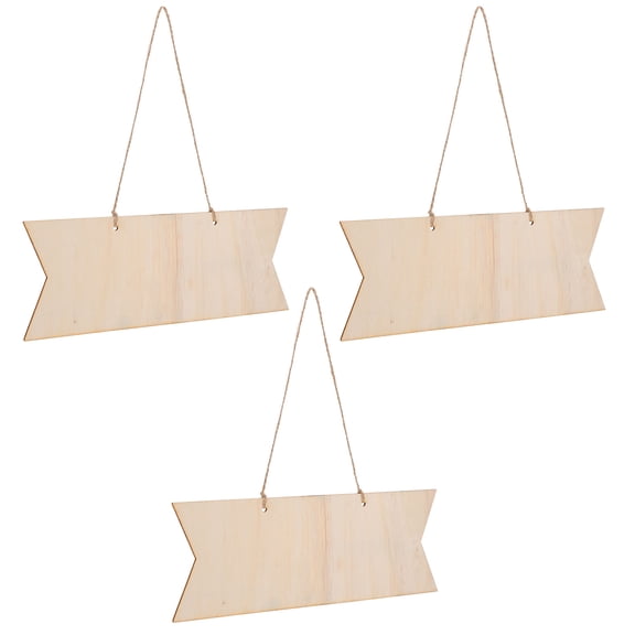 Hytrove Rectangle Blank Wood Sign Wooden Plaque Brown 3Pcs Craft Enthusiasts