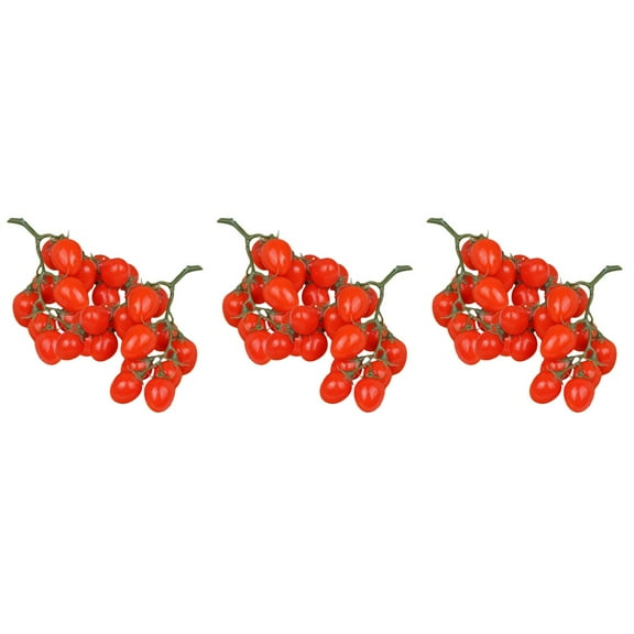 Hemoton 3 Pieces Fruit Photography Props Cherry Tomatoes Decor Realistic Red