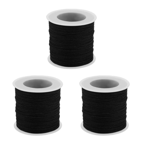 Hemoton 3 Rolls Braided Nylon Cord Black Beading String Thread Roll Diy Crafts Cord String For Jewelry Making Kumihimo Knotting Beading Supplies 0.8mm