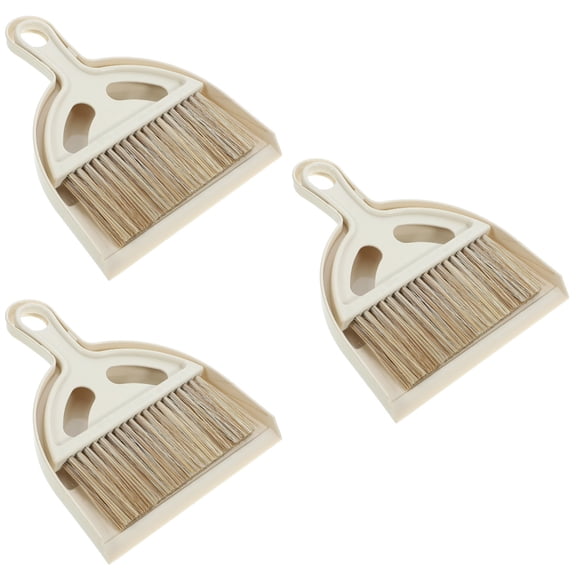 Hemoton  3 Sets Mini Cleaning Brush Windscreen Dustpan Cord Whisk Broom White