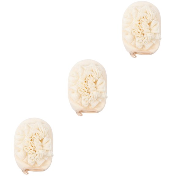 RENACLIPY Bath Sponge Back Scrubber Set, 3 Pieces, Beige, , Soft Exfoliating Shower Accessories
