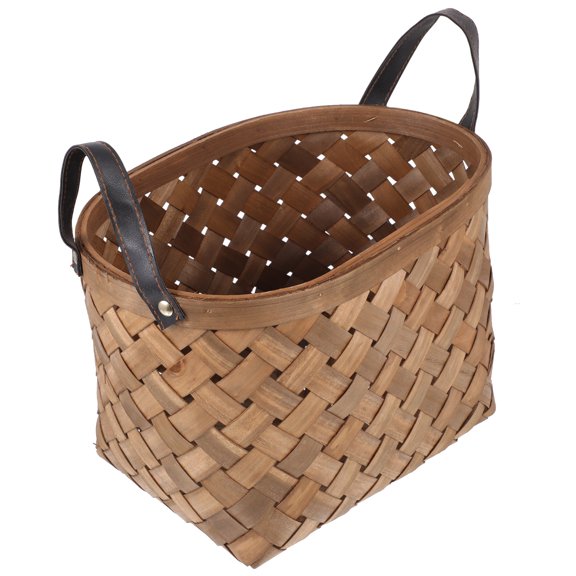 Hemoton 3 pcs  Simple Fruit Flower Basket Weaving Wooden Basket Outdoor Picnic Basket Brown