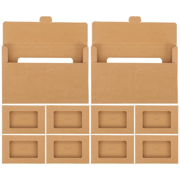 Hemoton 30 pcs Envelop Storage Boxes Kraft Paper Postcard Boxes Open Window Postcard Boxes